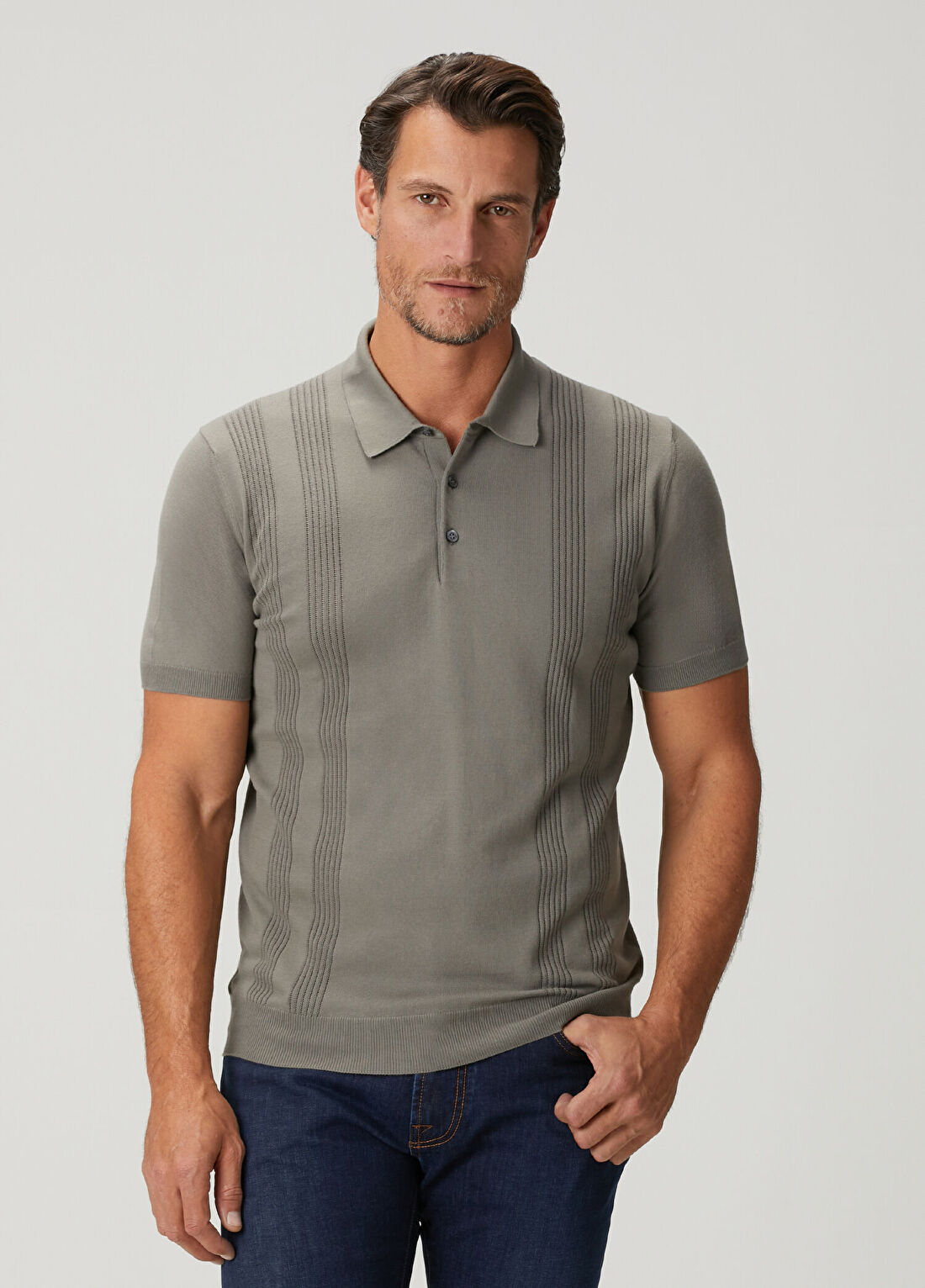 Corneliani Yeşil Polo Yaka Kısa Kollu Triko