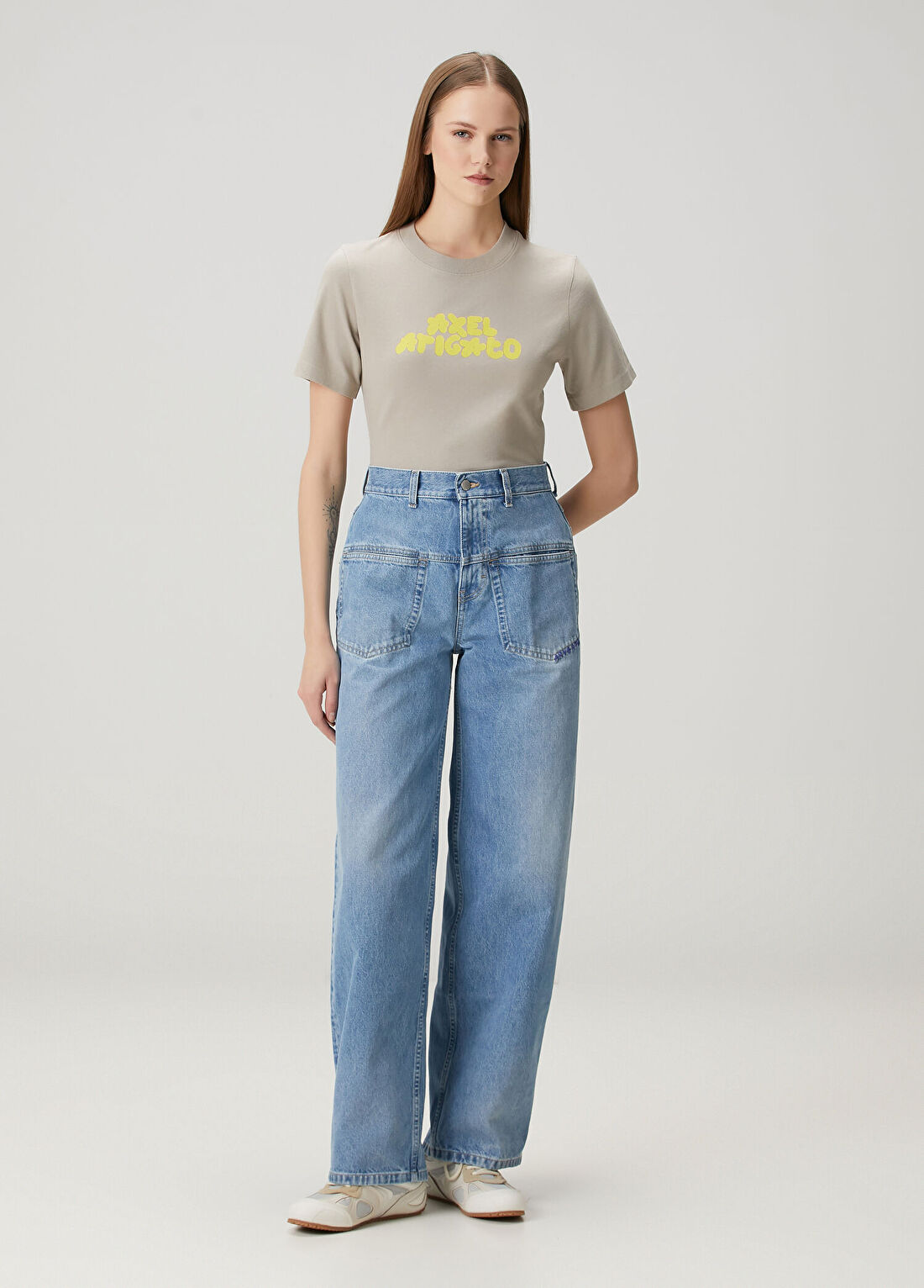 Axel Arigato Bubble Gri Logolu T-shirt görsel 2