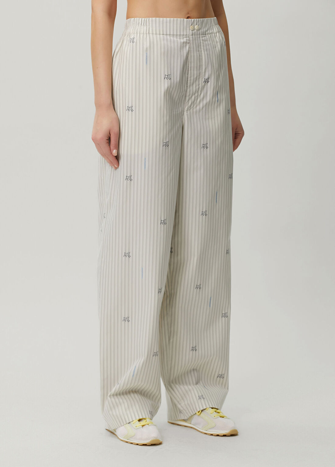 Jacquemus Ekru Çizgili Desenli Pantolon görsel 3