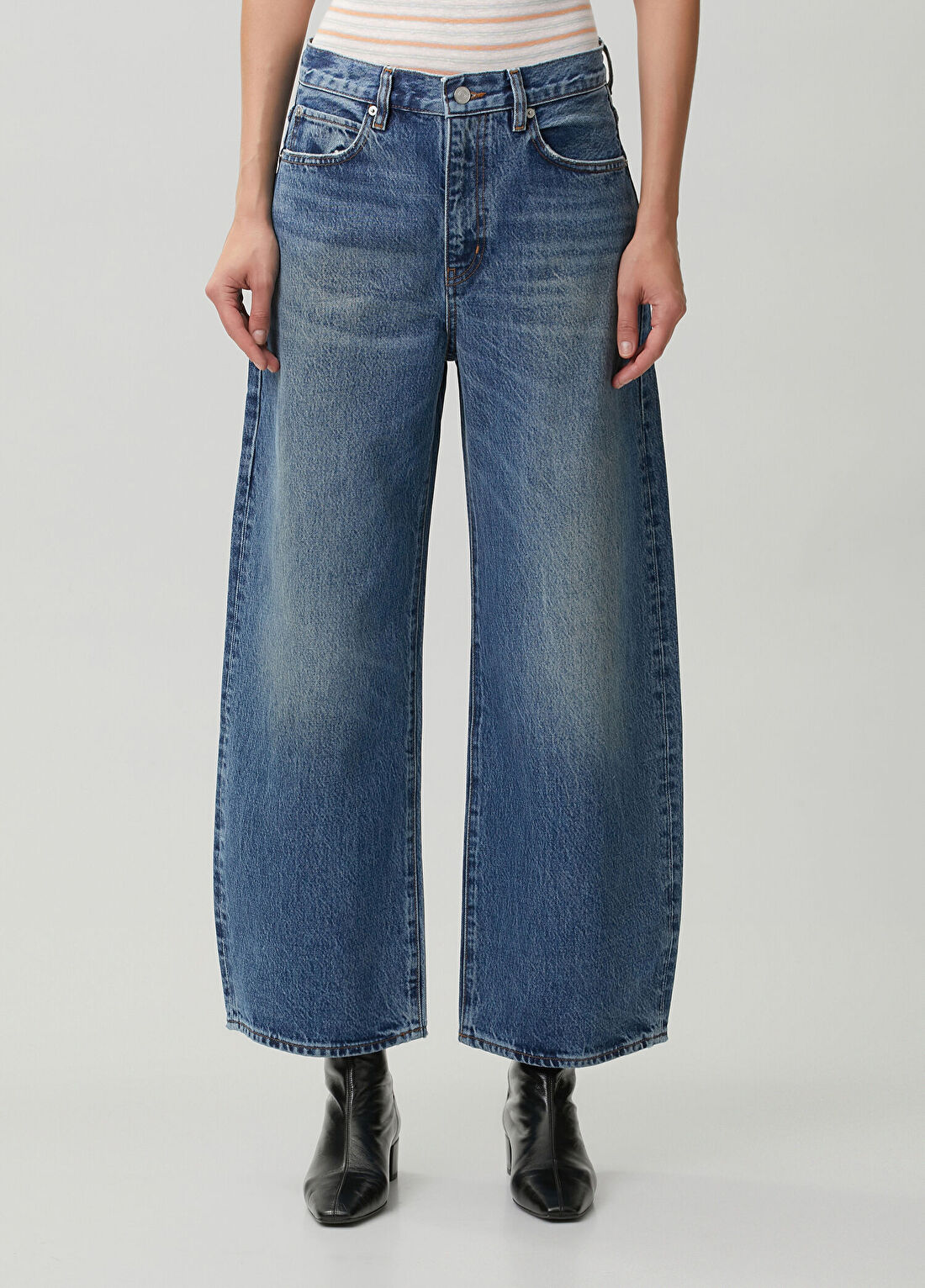 Frame Denim The Bow Crop Mavi Jean Pantolon görsel 2