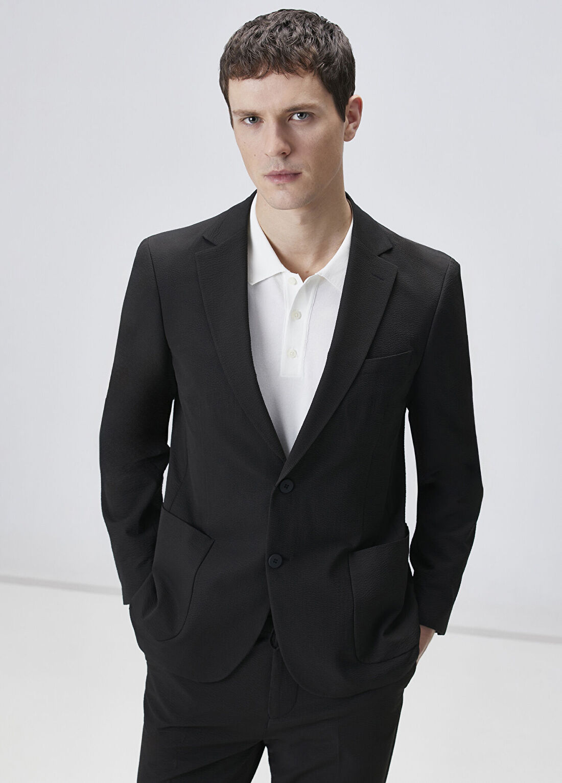 Network Slim Fit Siyah Çizgili Takım Elbise görsel 2