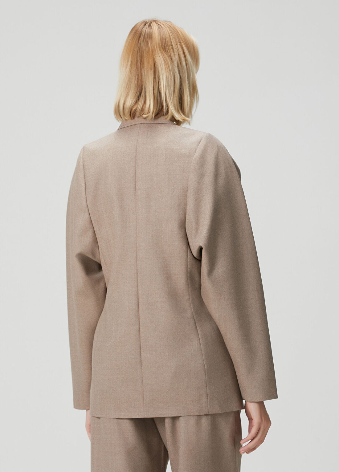 Bite Studios Koyu Bej Yün Blazer görsel 4