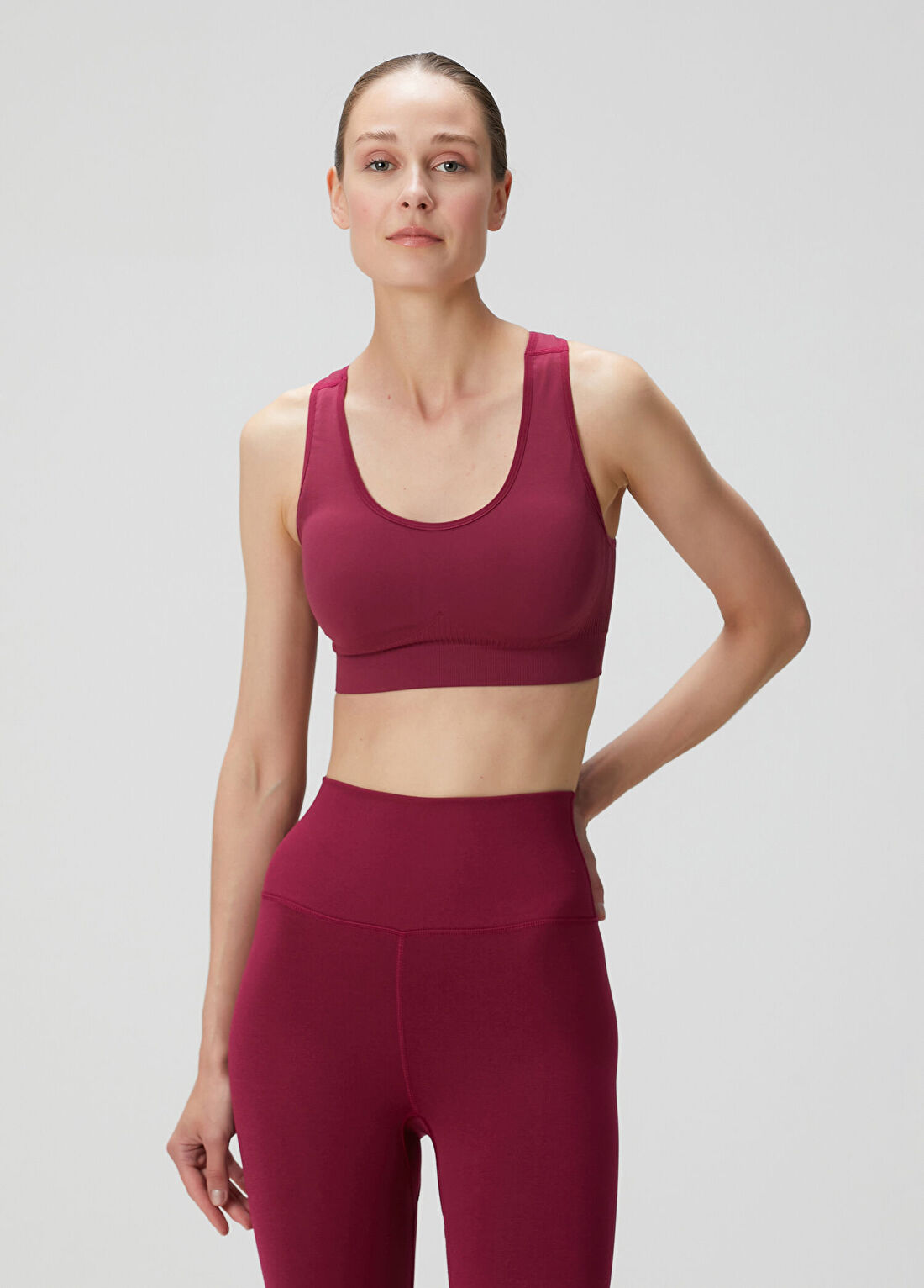 Glo Studio Aria Seamless Bordeaux Kadın Bra Spor Sütyeni görsel 2