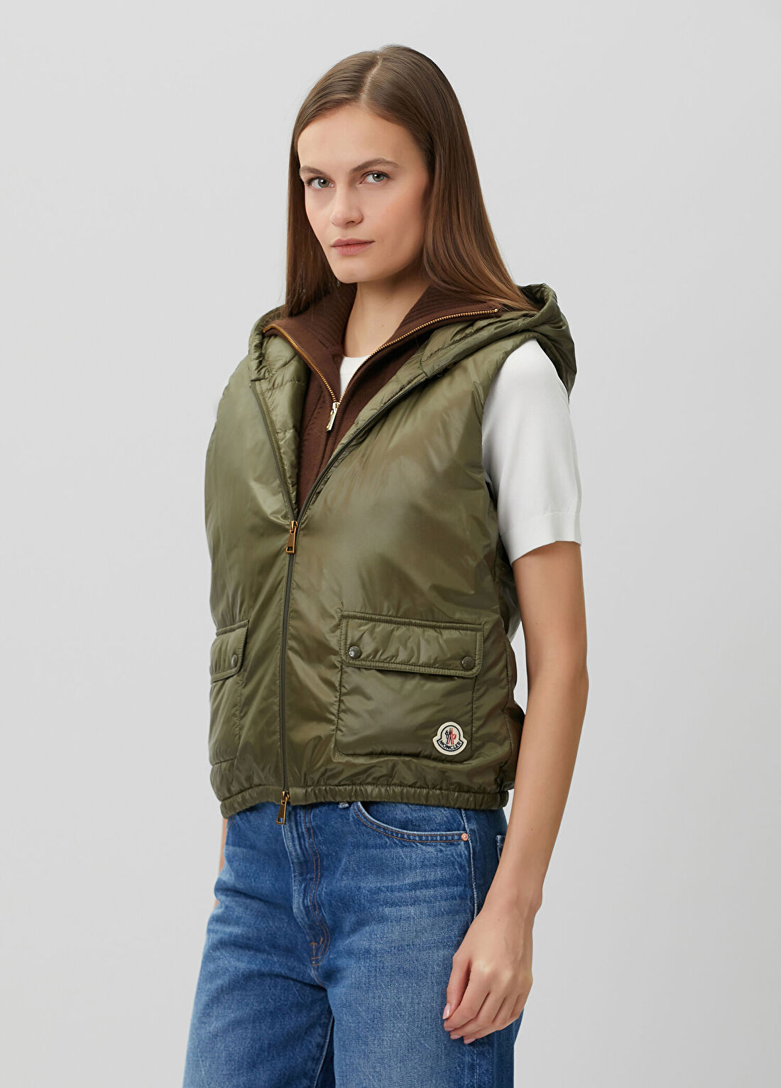 Moncler Lansette Haki Kapüşonlu Yelek görsel 3
