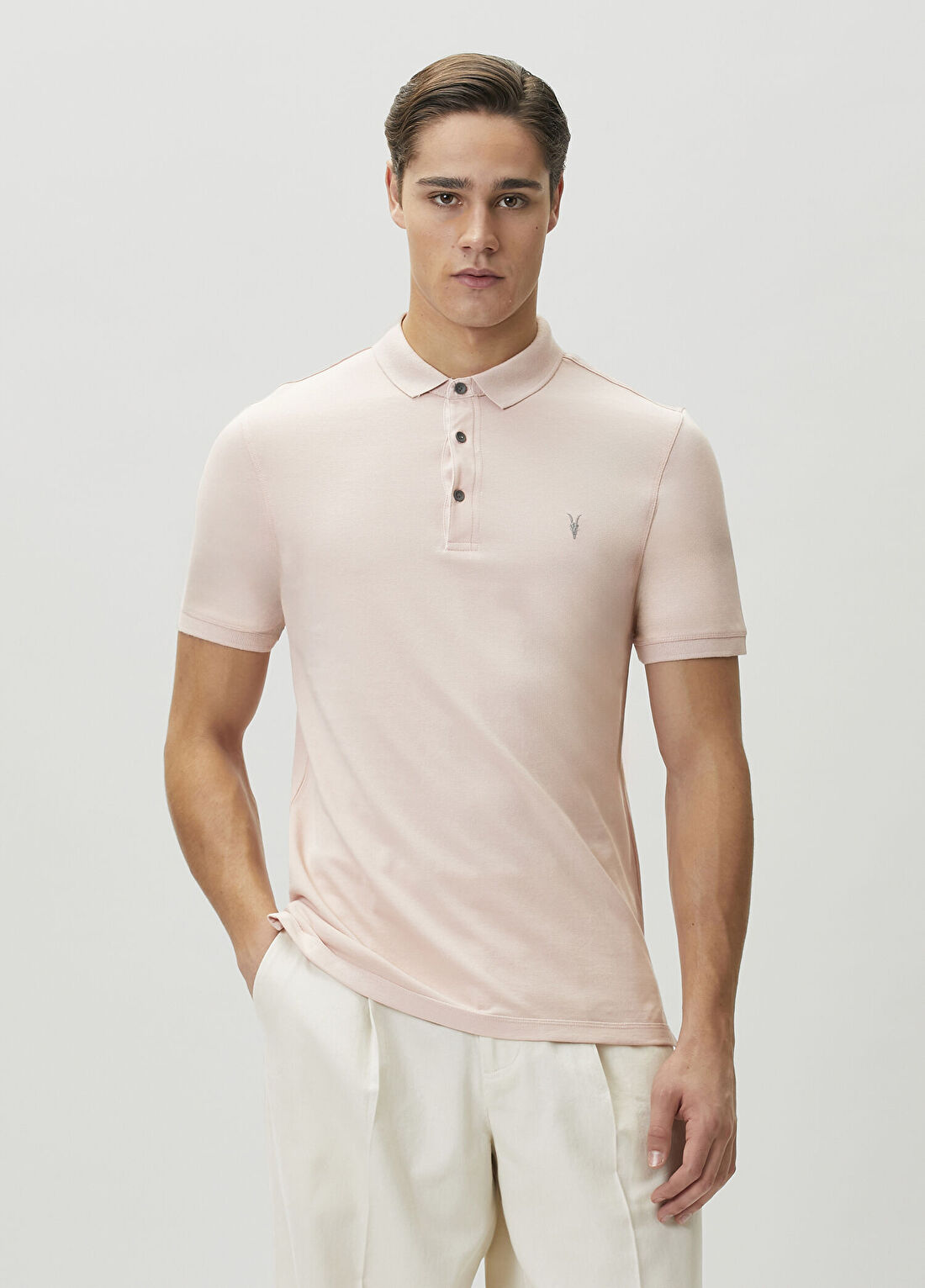 AllSaints Reform Açık Pembe Polo T-shirt