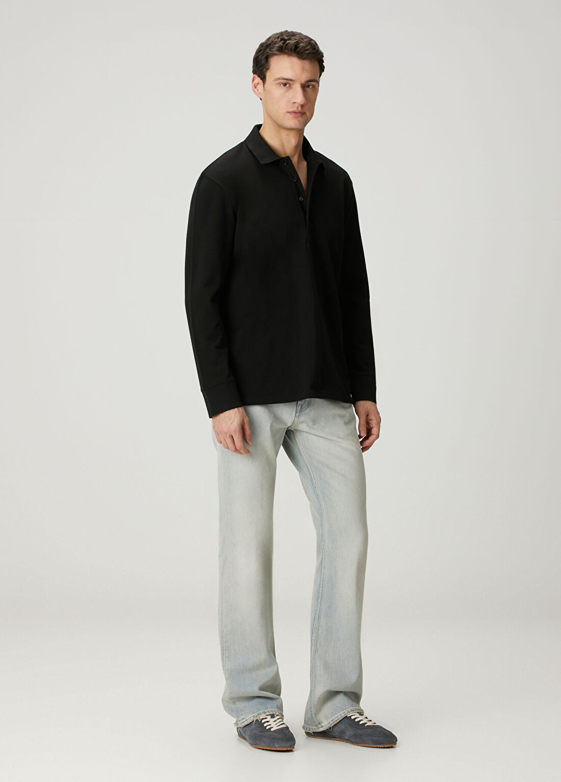 Courreges Siyah Polo Yaka Oversized Sweatshirt görsel 2