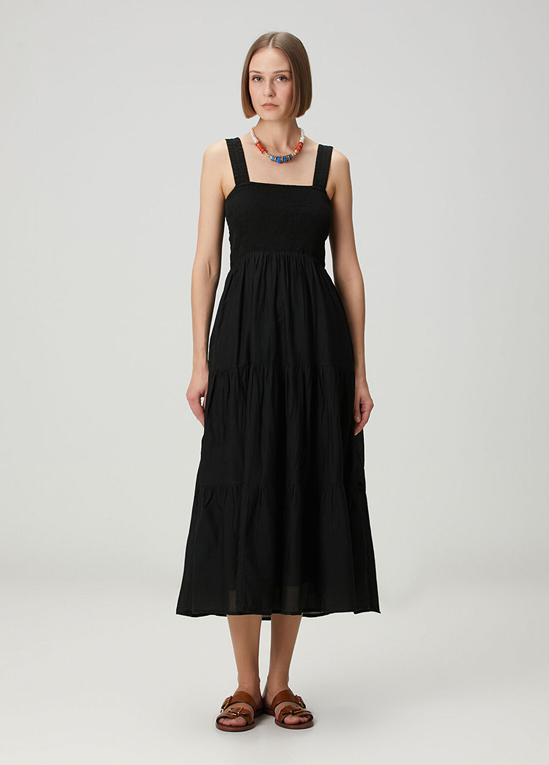Seafolly Faithful Siyah Midi Plaj Elbisesi görsel 2