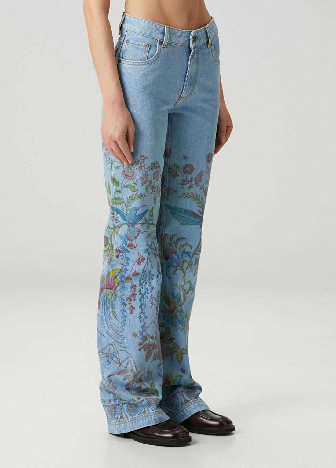 Etro Mavi Çiçekli Jean Pantolon görsel 3