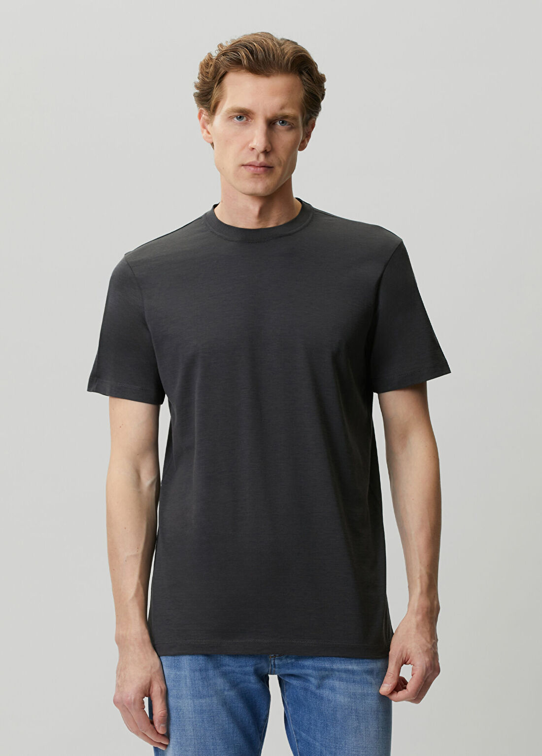Luciano Barbera Antrasit Keten T-shirt