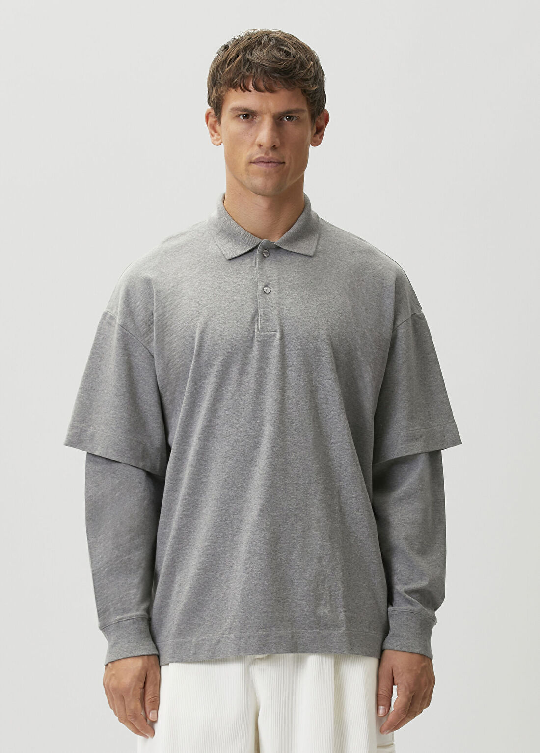 Darkpark Zack Gri Uzun Kol Polo T-shirt