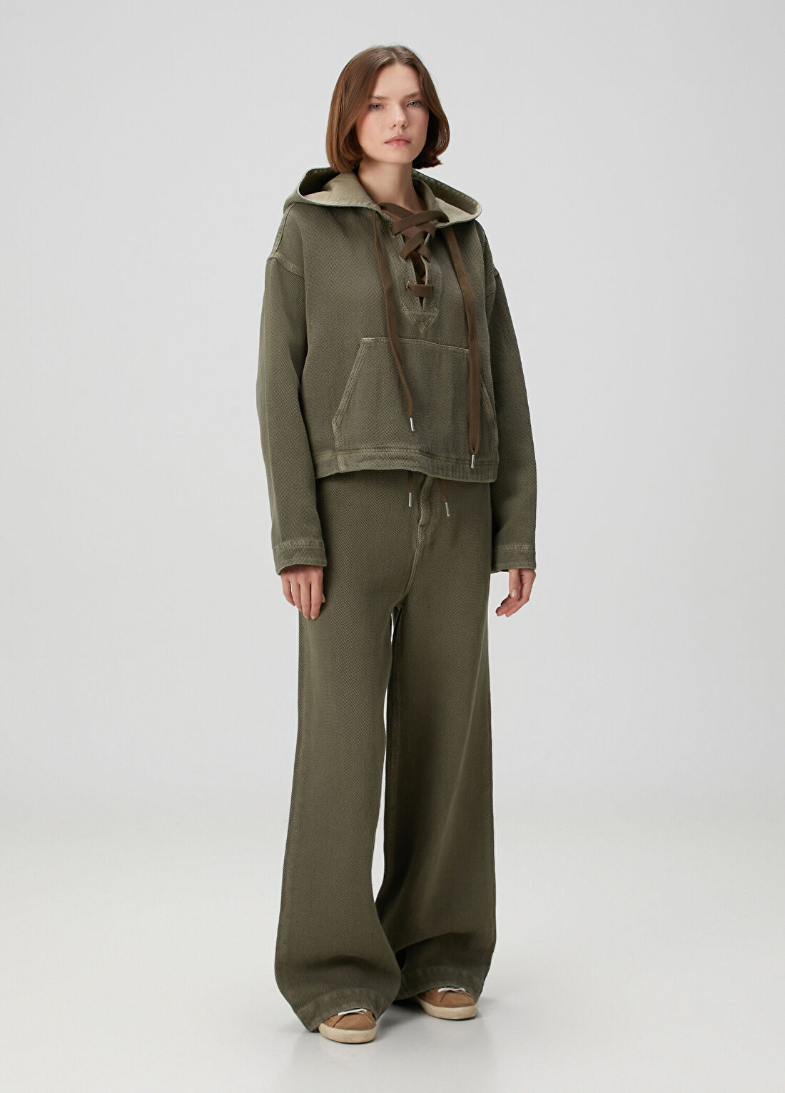 Golden Goose Haki Wide Leg Jean Pantolon