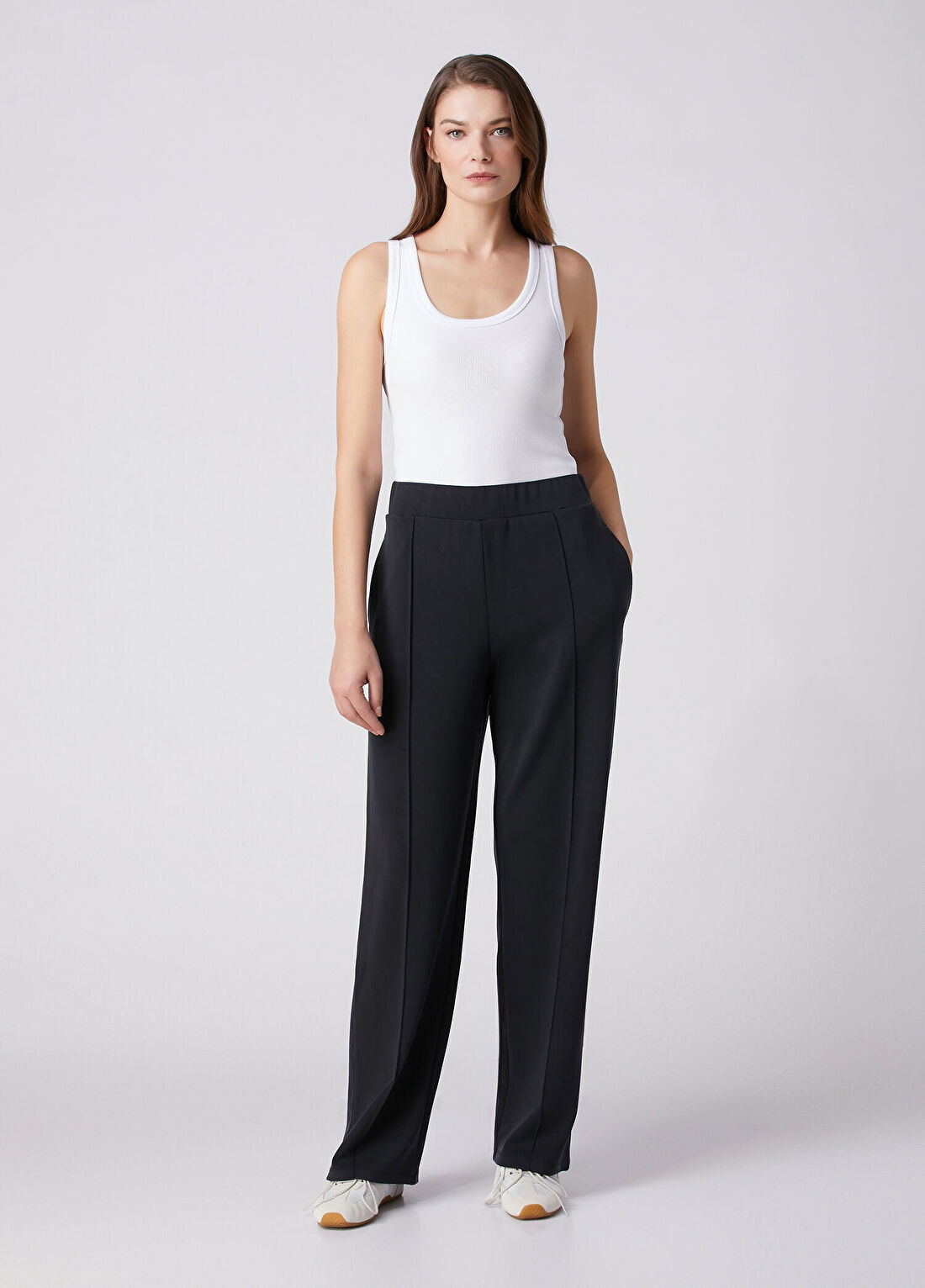 Beymen Collection Siyah Nervürlü Jersey Pantolon