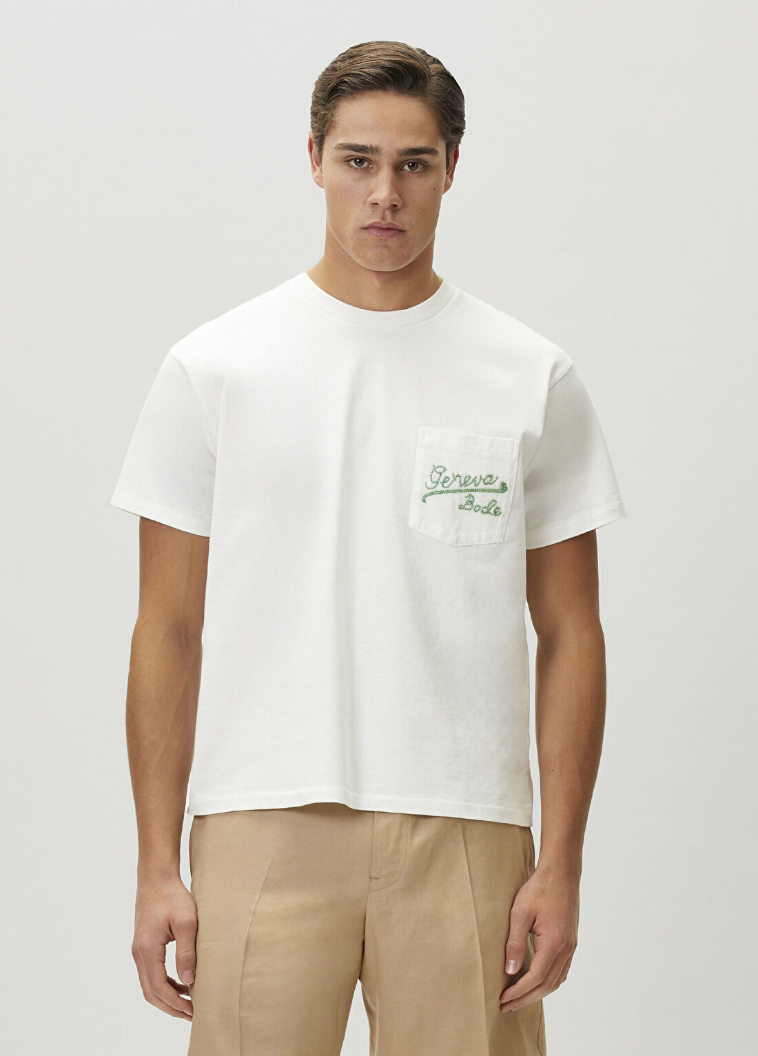 Bode Beaded Geneva Krem T-shirt