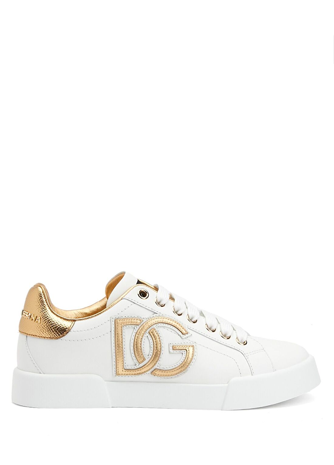 Dolce&Gabbana Portofino Beyaz Gold Kadın Deri Sneaker