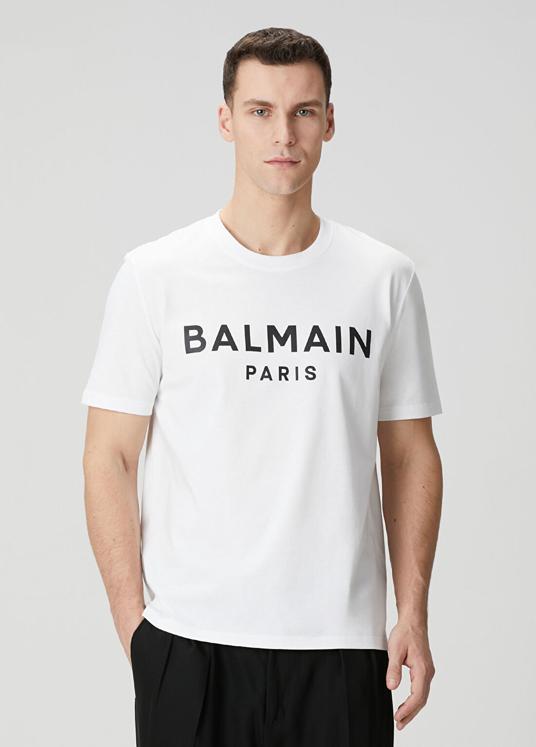 Balmain Beyaz Logo Baskılı T-shirt