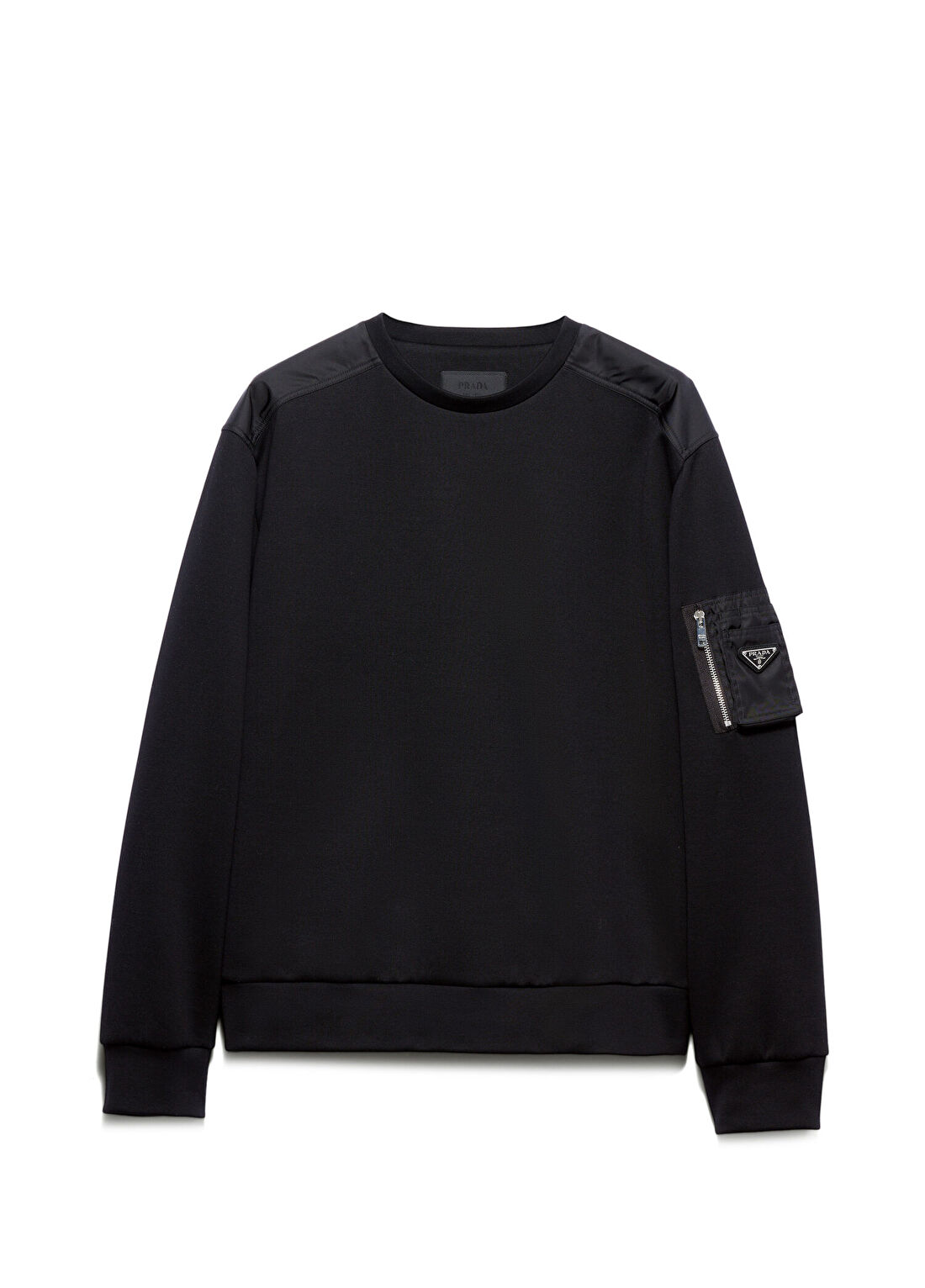 Prada Siyah Pamuklu Polar ve Re-Nylon Erkek Sweatshirt