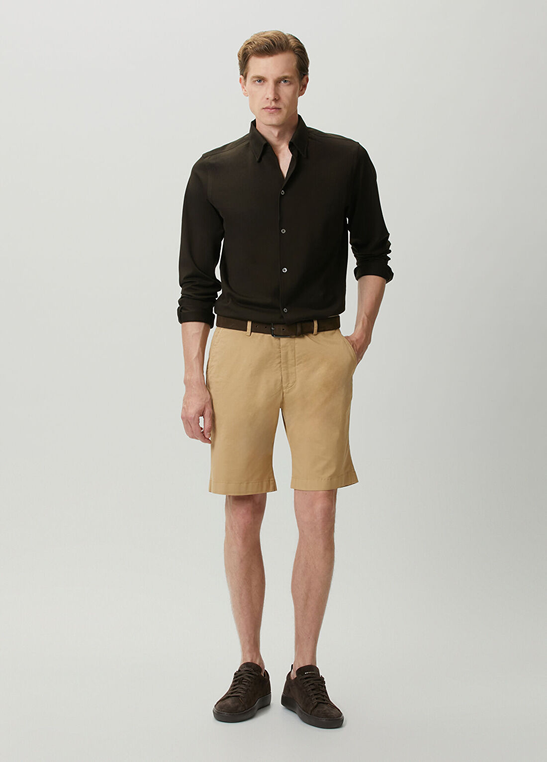 Beymen Collection Camel Yanları Tokalı Bermuda