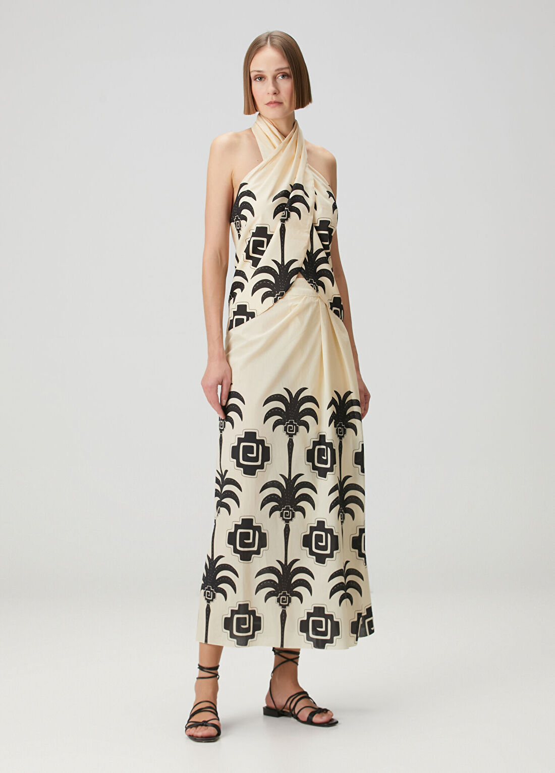 Johanna Ortiz Nature's Patterns Ekru Siyah Midi Etek