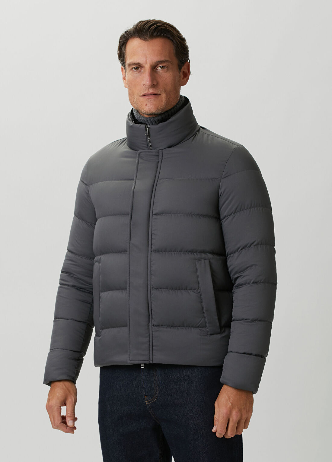 Herno Siyah Kapitoneli Puffer Mont görsel 3