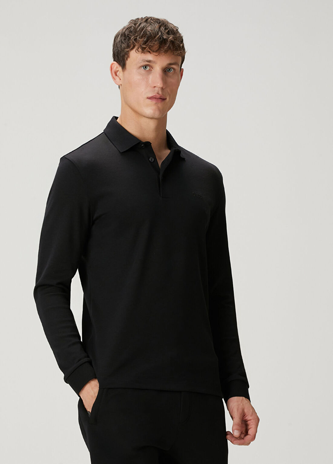 Boss Siyah Polo Yaka Sweatshirt