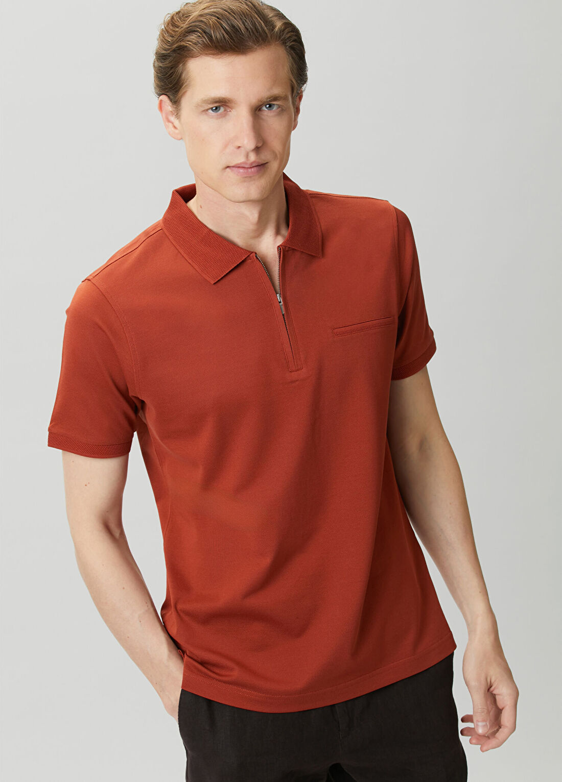 Beymen Collection Turuncu Polo Yaka Cep Detaylı T-shirt