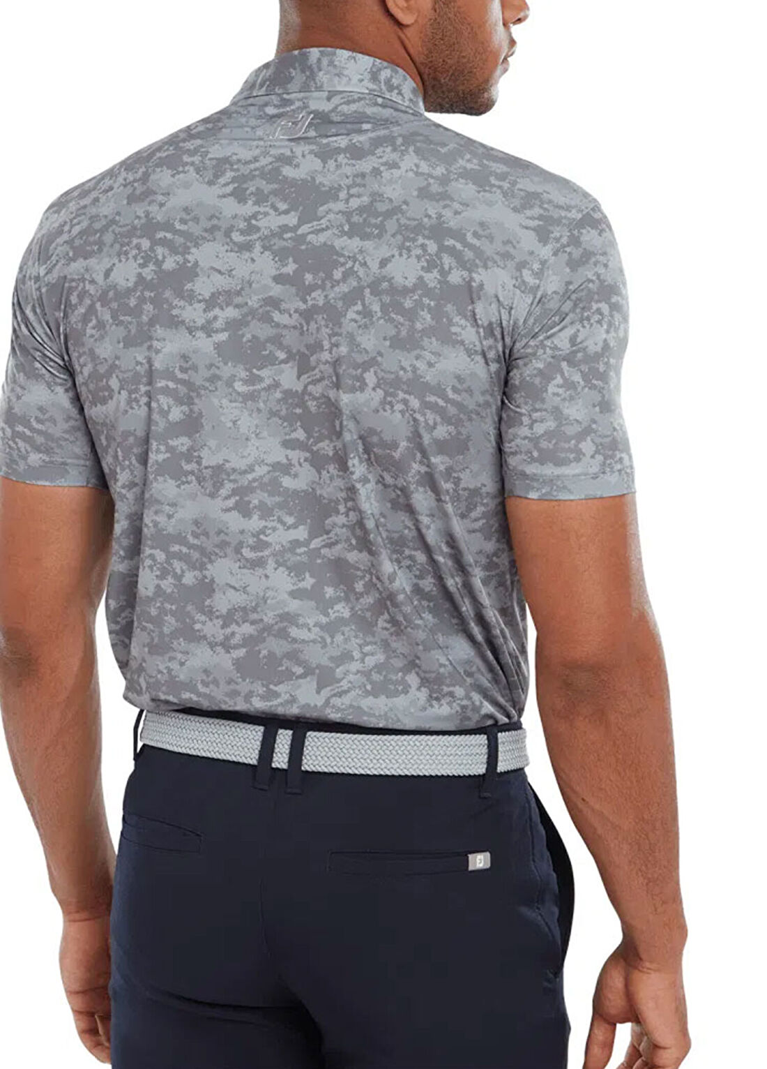 FootJoy Bulut Kamuflajı Lisle Gri Polo Yaka Kısa Kollu Erkek Golf T-Shirt görsel 4
