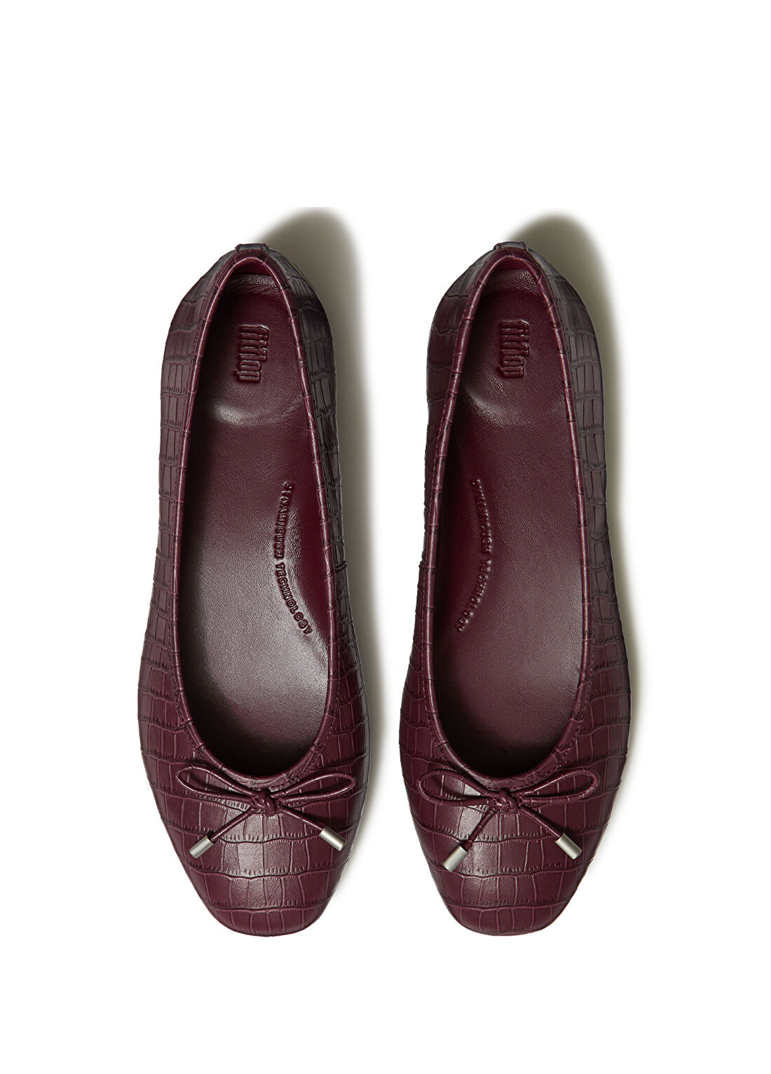 FitFlop AAI-090/E19 Delicato Crocodiler Bordo Deri Kadın Balerin Babet görsel 4