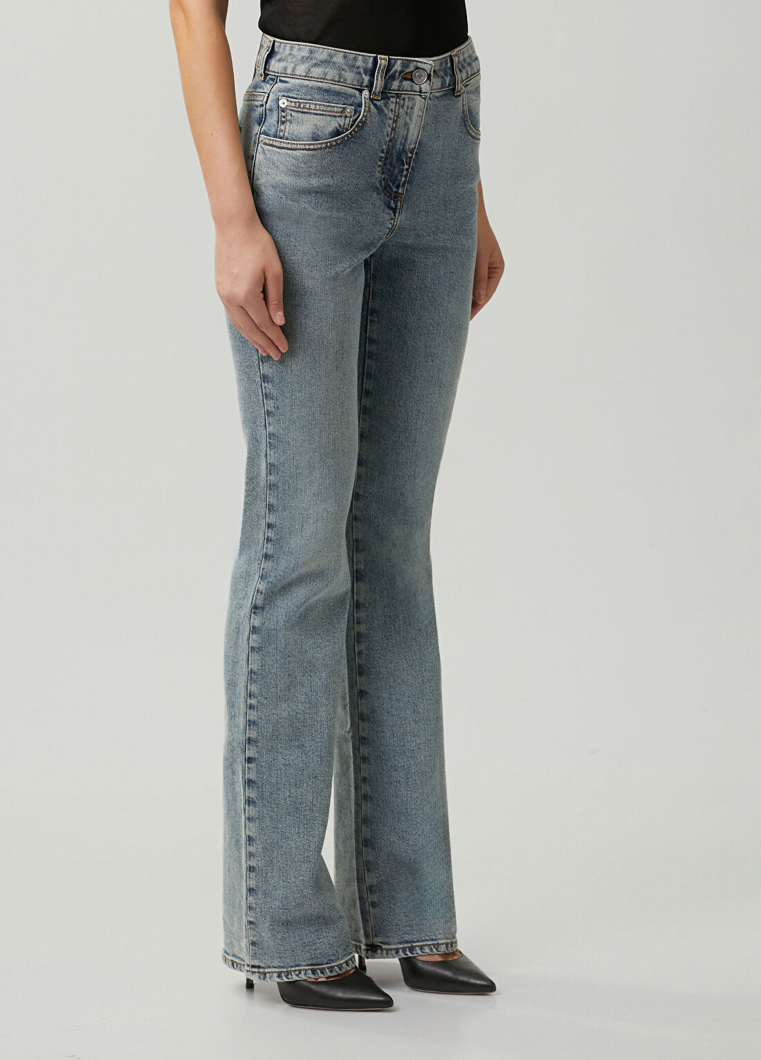 Balmain Mavi Bootcut Jean Pantolon görsel 4