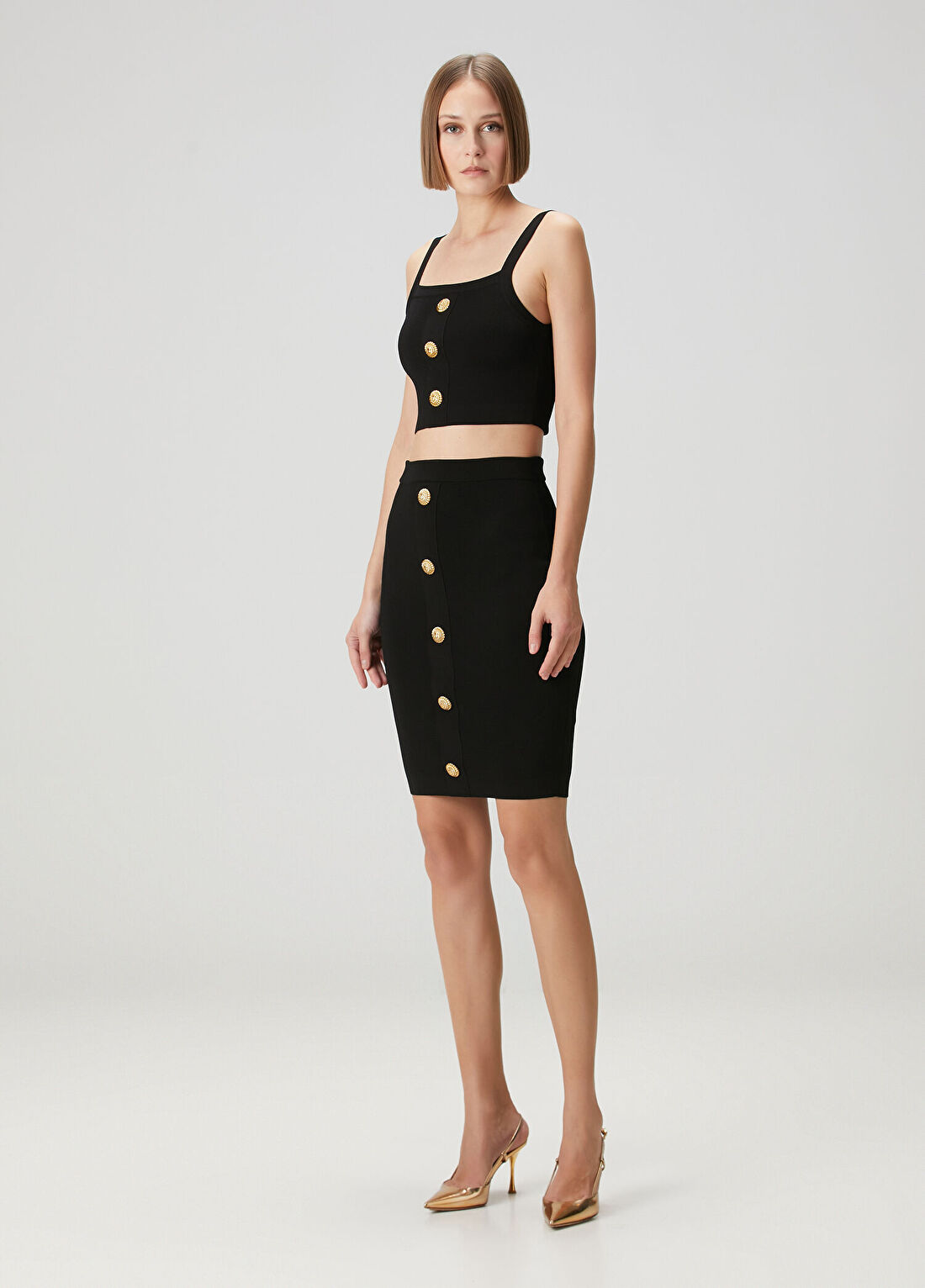 Balmain Siyah Midi Etek