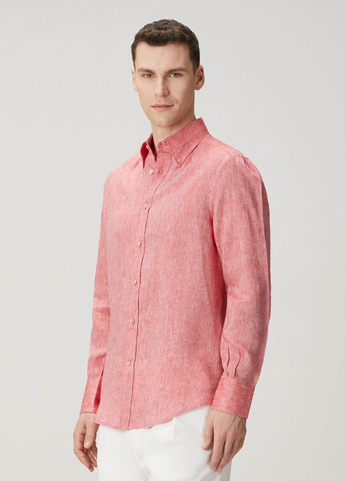 Brunello Cucinelli Pembe Keten Gömlek görsel 3