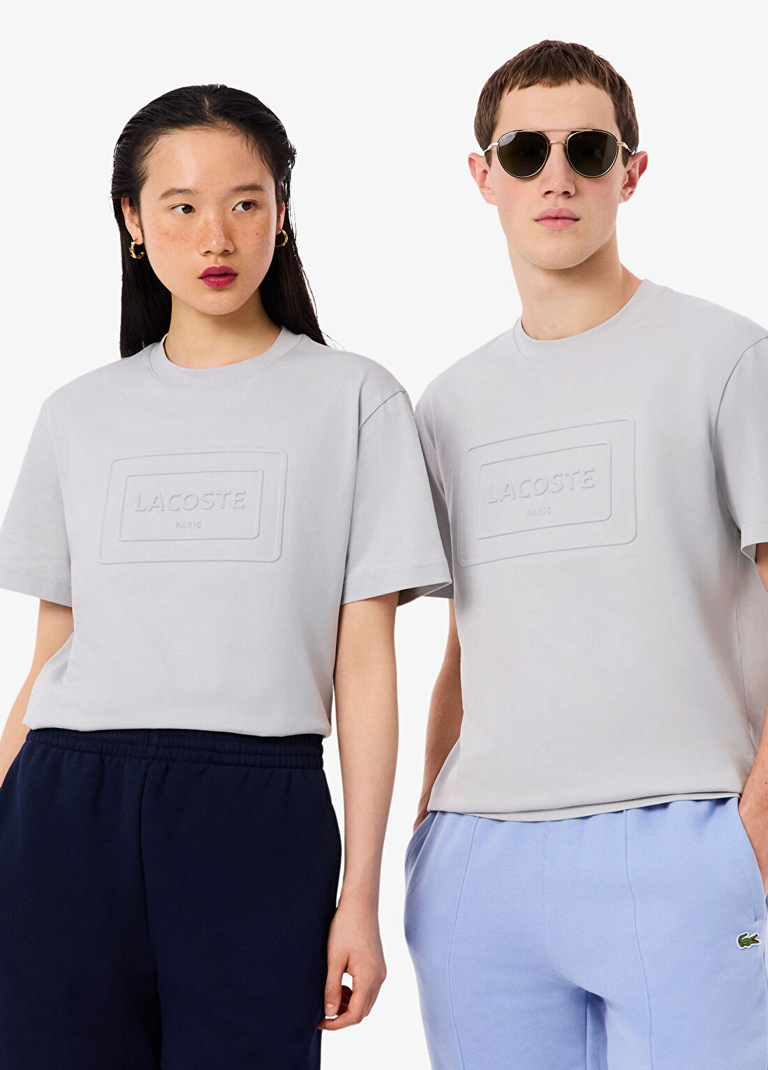 Lacoste Gri Baskılı Classic Fit Bisiklet Yaka Kısa Kollu Unisex T-Shirt