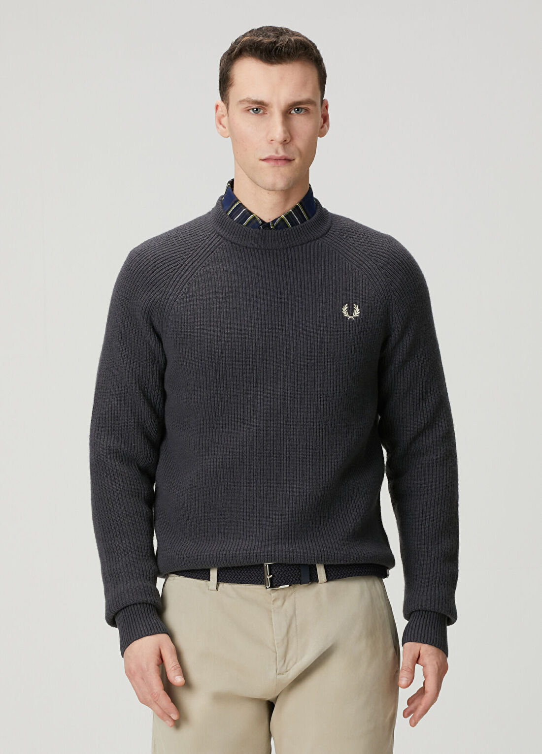 Fred Perry Gri Yün Kazak