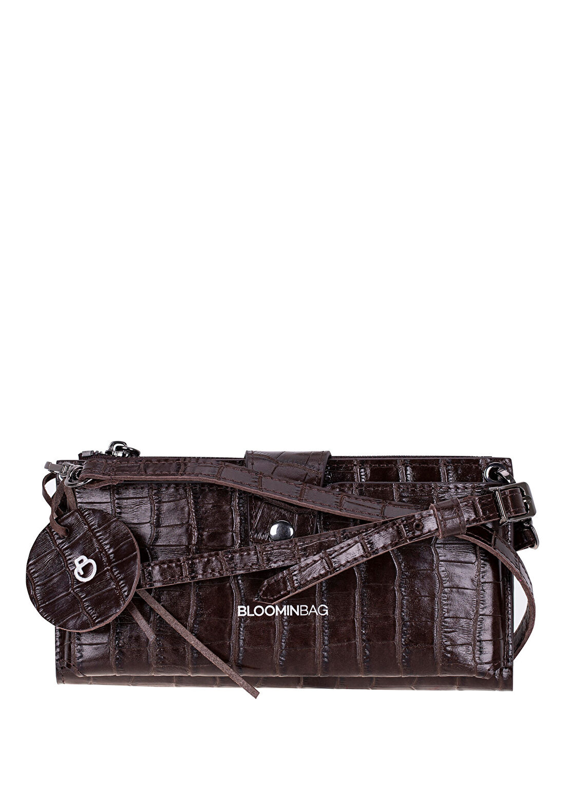 Bloominbag Mocha Croco Lozan Hakiki Süet Çapraz Askılı Telefon Bölmeli Cüzdan Çanta