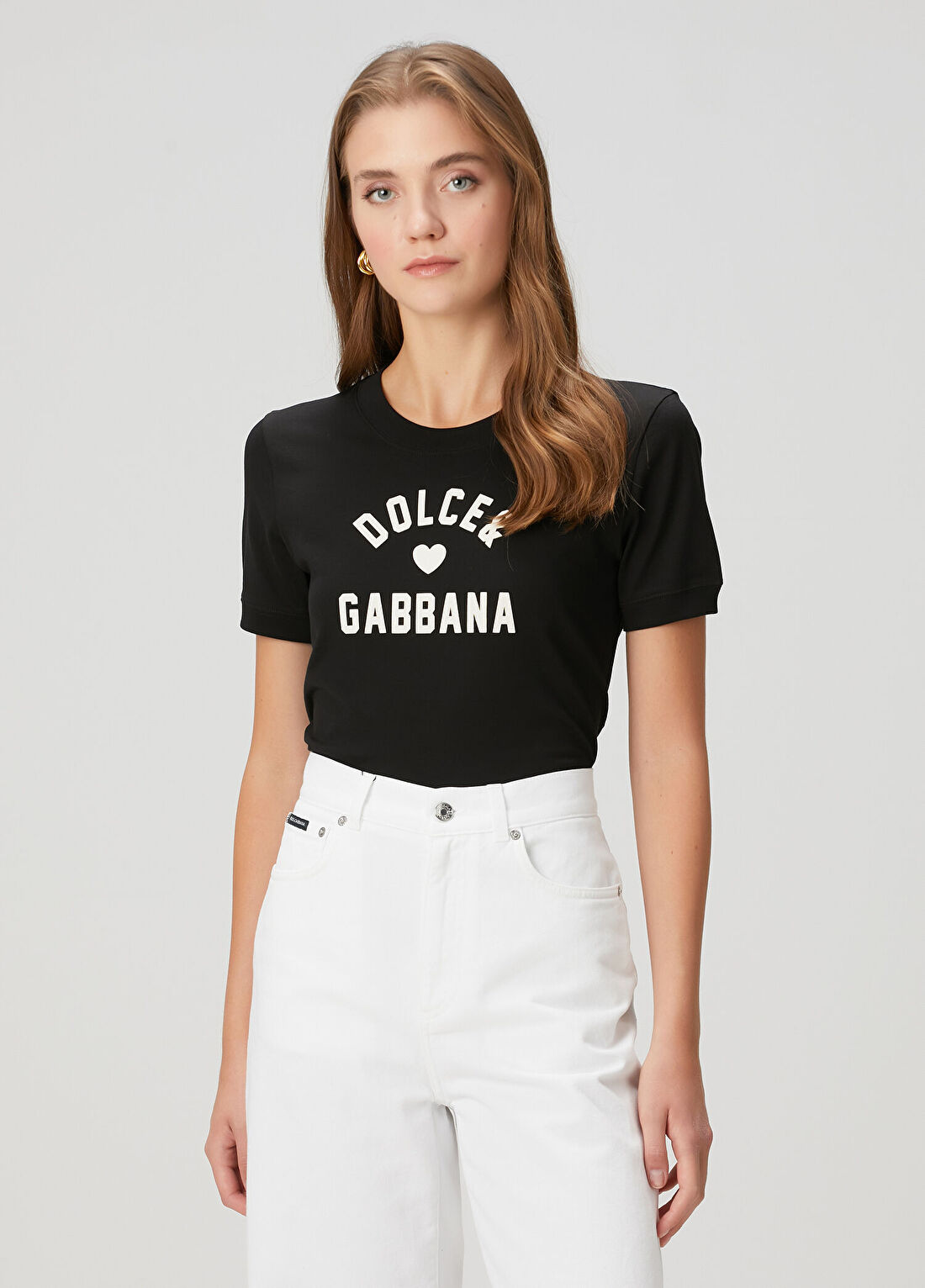 Dolce&Gabbana Siyah Beyaz Logolu T-shirt