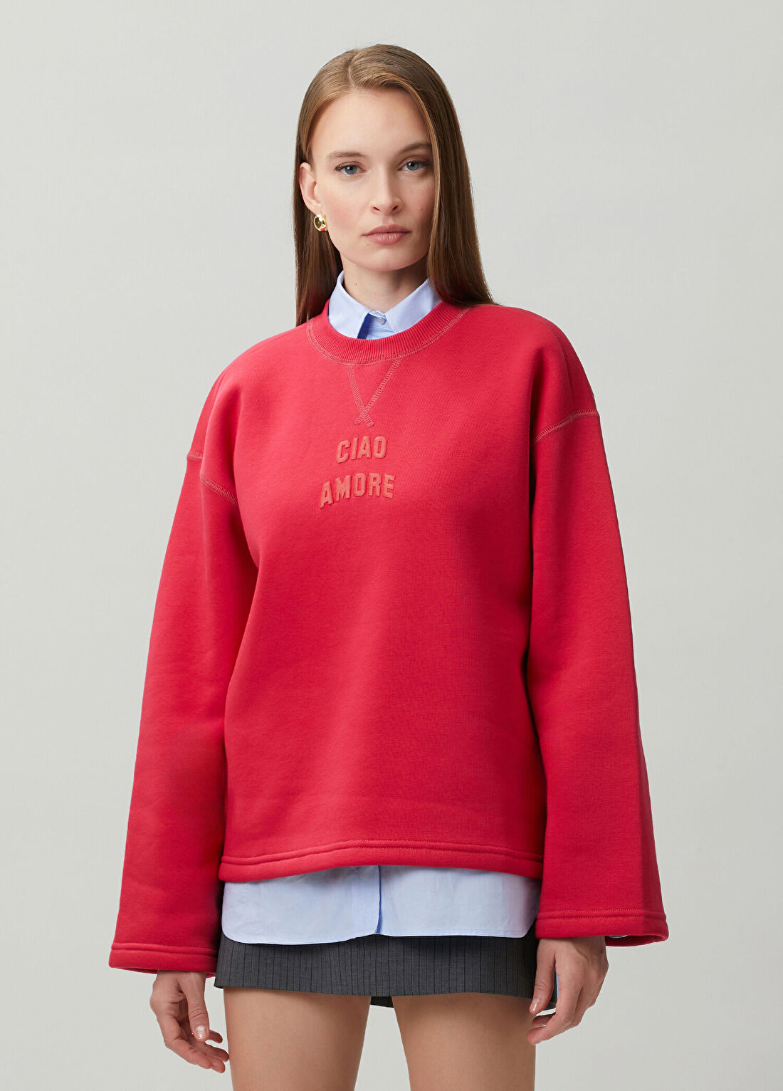 Giada Benincasa Ciao Amore Koyu Pembe Sweatshirt
