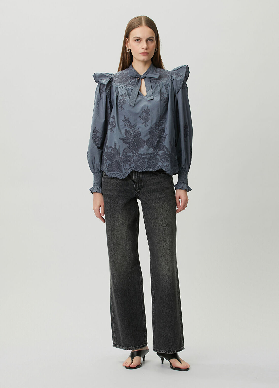 AllSaints Nisa Mavi Desenli Bluz görsel 2
