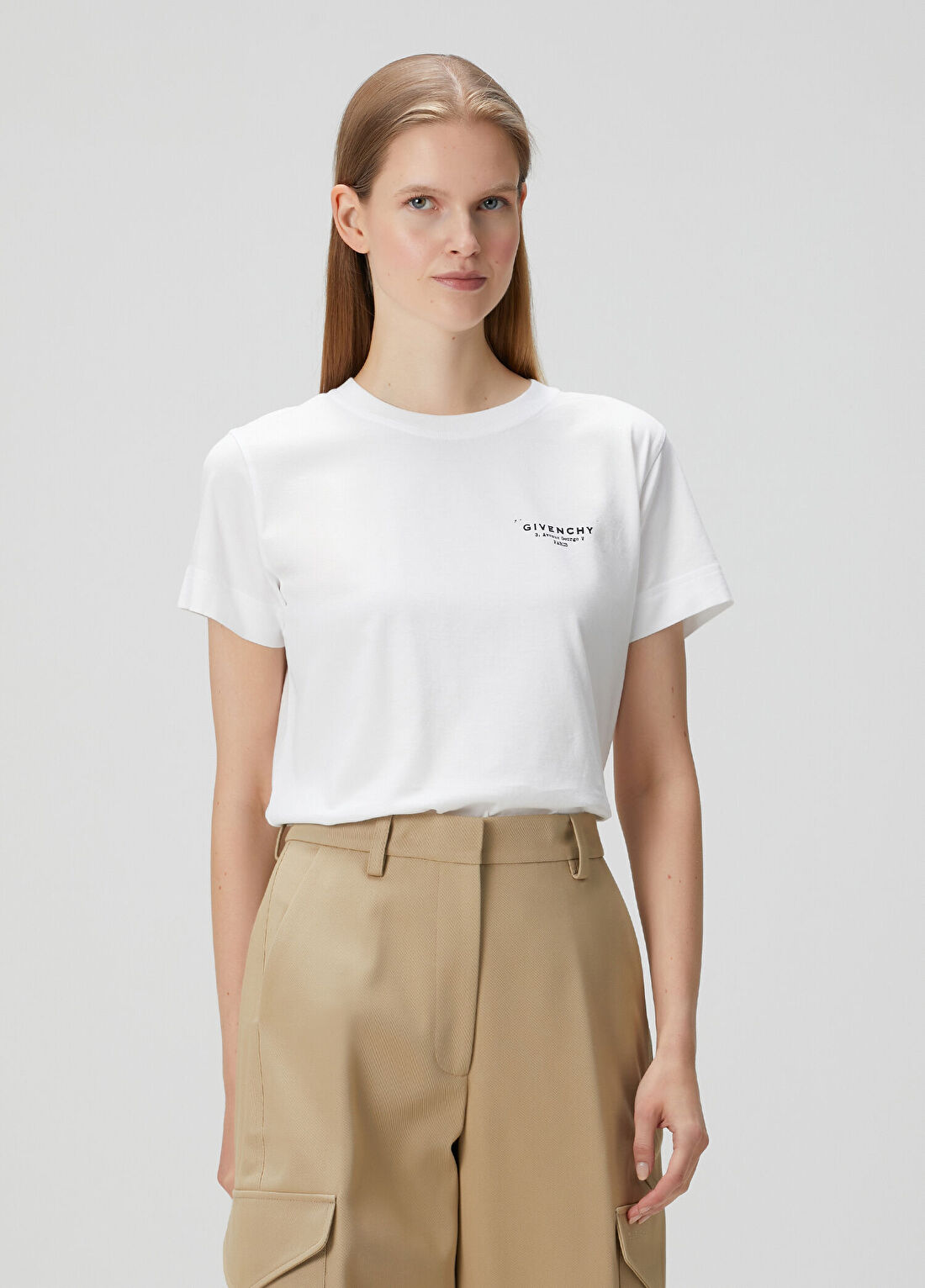 Givenchy Beyaz Logo Baskılı T-shirt