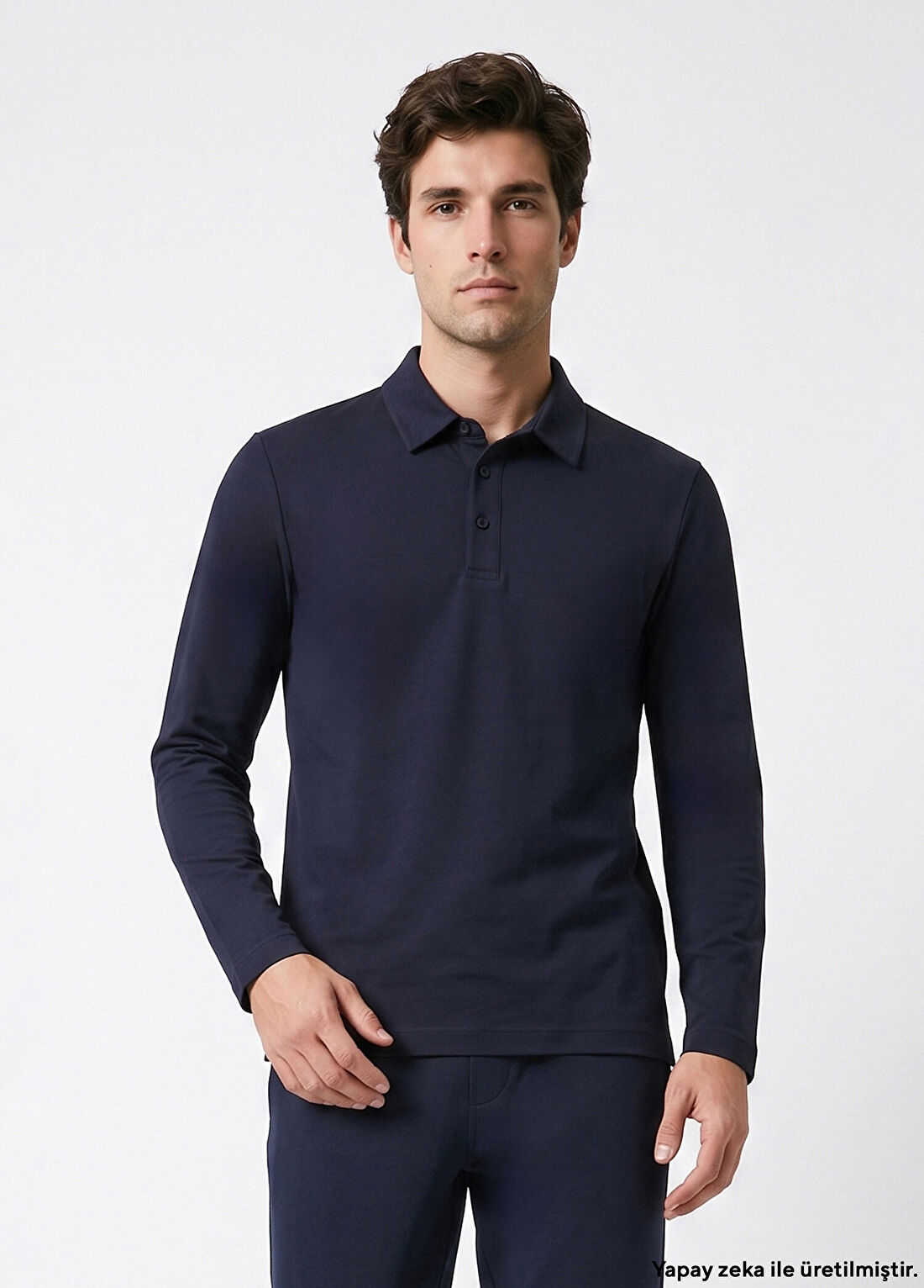 Network Lacivert Polo Yaka Interlok T-shirt