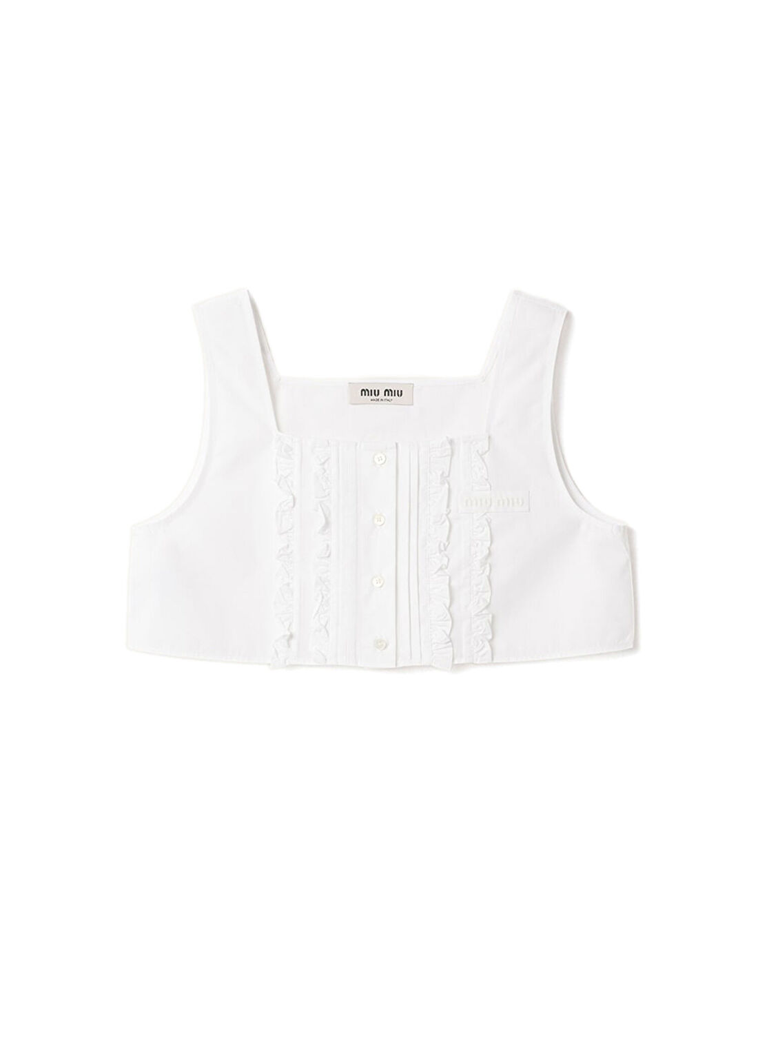 Miu Miu Beyaz Poplin Kolsuz Kadın Crop Top Bluz