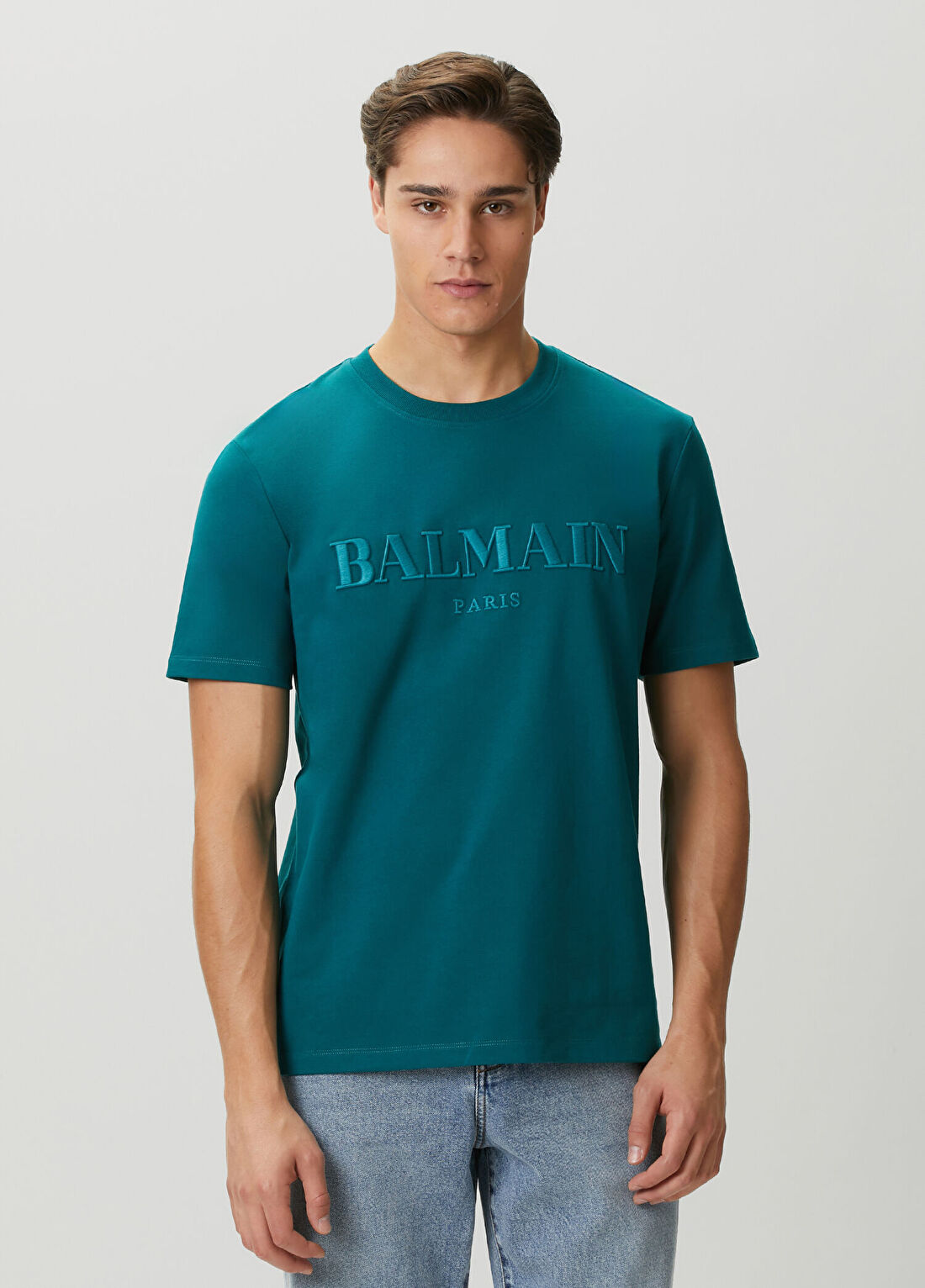 Balmain Yeşil Logo Nakışlı T-shirt