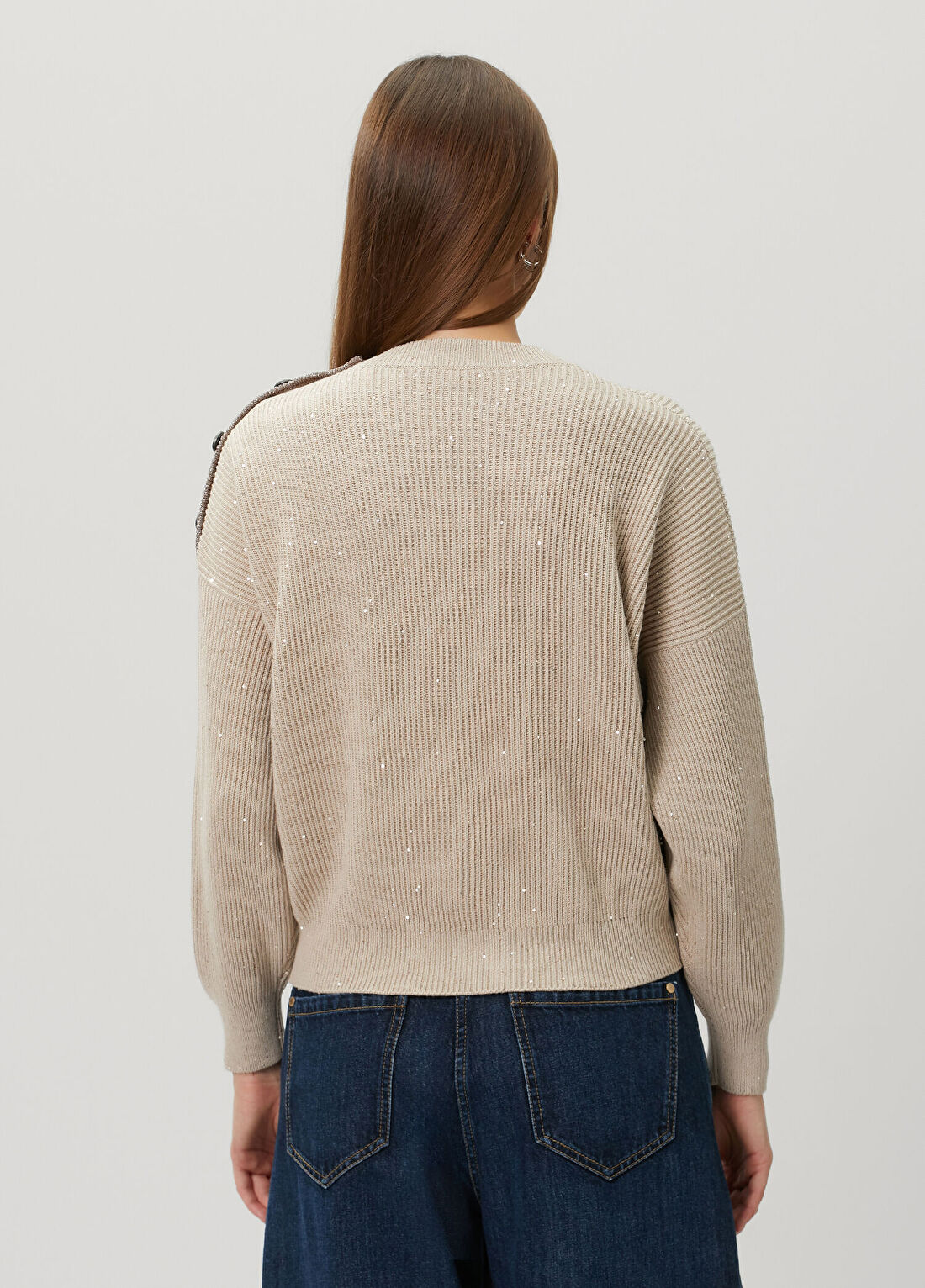 Brunello Cucinelli Camel Payetli Triko görsel 4