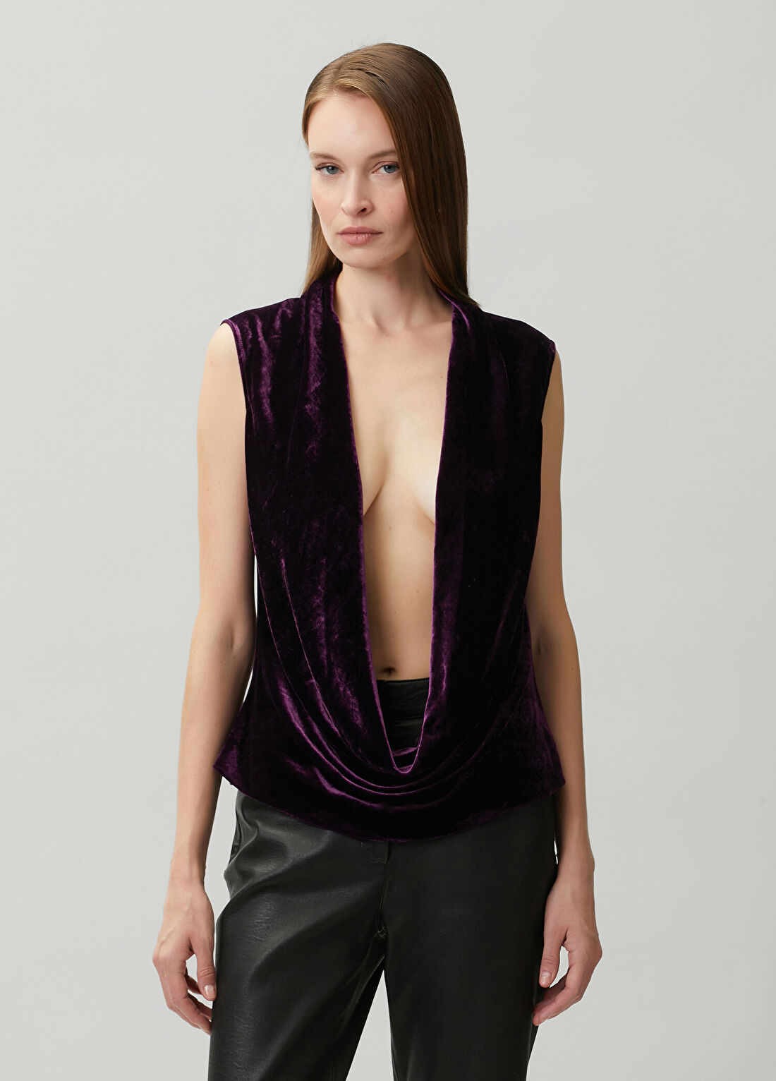 Maison Margiela Mor Drapeli Kadife Bluz