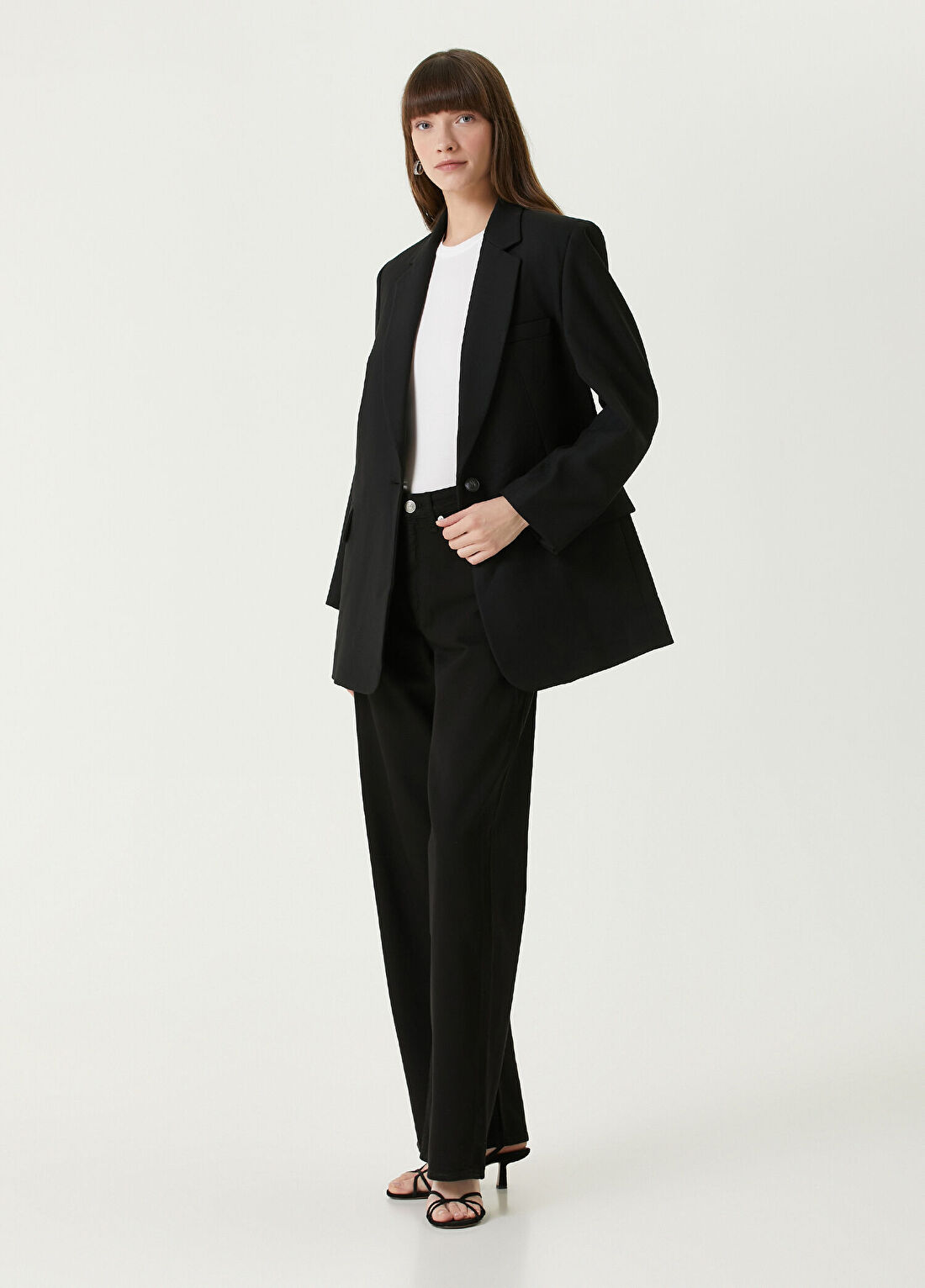 Rag&Bone Logan Siyah Wide Leg Jean Pantolon