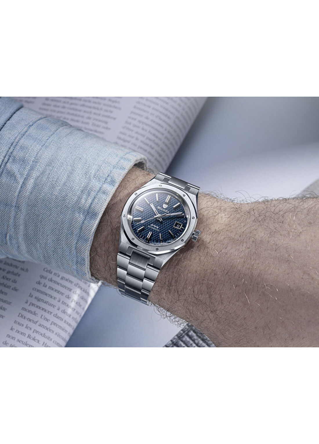 Nivada Grenchen F77 Blue MK2 69013A77 Metalik Gri Çelik Erkek Kol Saati görsel 2