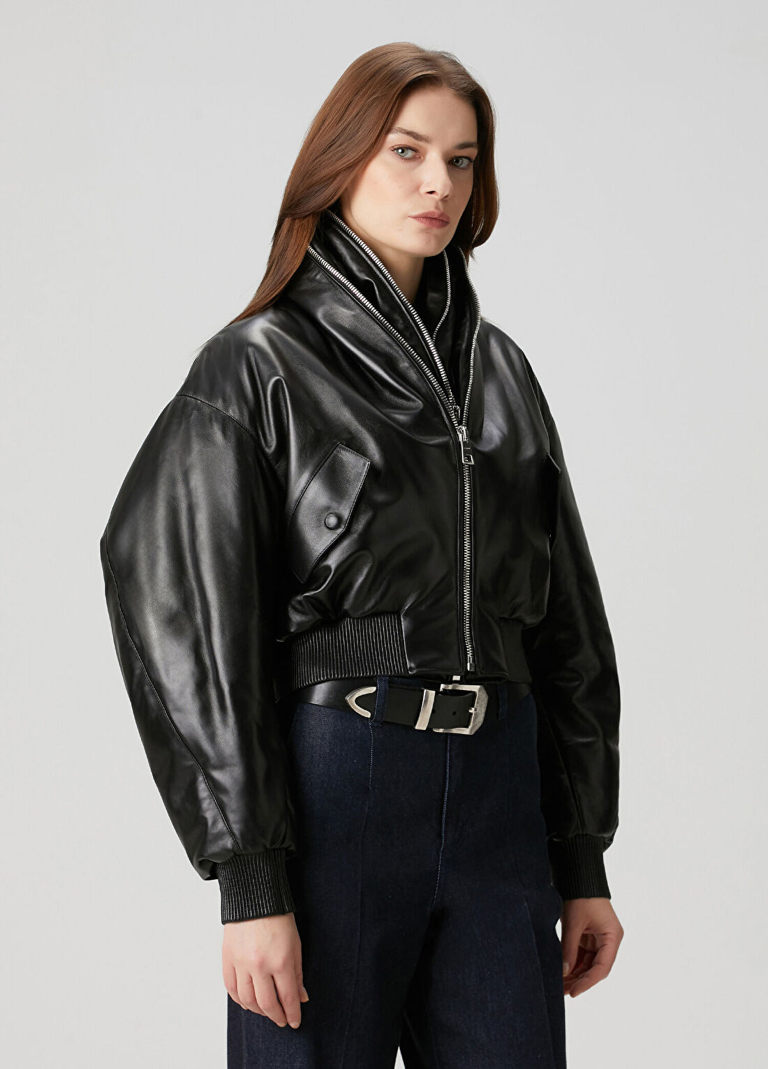 Givenchy Siyah Deri Bomber Ceket görsel 3