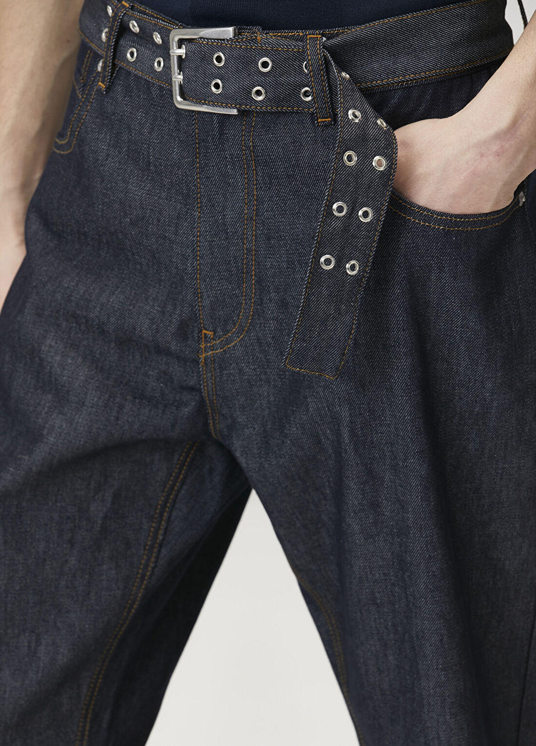 Academia Koyu Lacivert Raw Jean Pantolon görsel 3