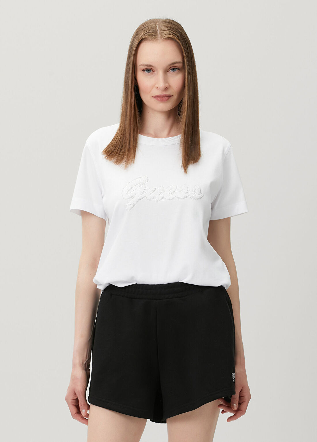 Guess Jersey Boxy Fit Beyaz T-Shirt