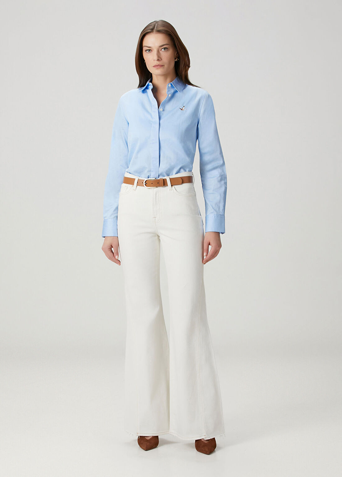 7 For All Mankind Krem Flared Jean Pantolon