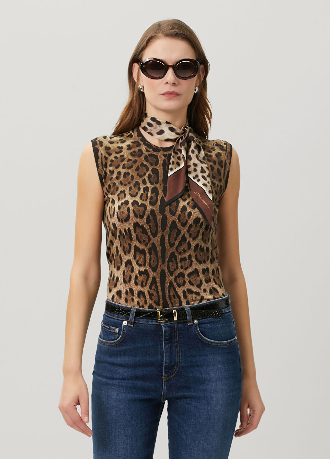 Dolce&Gabbana Leopar Desenli Yün Triko