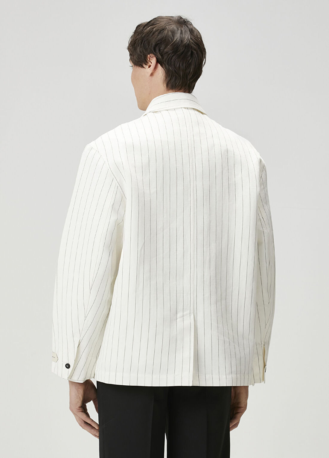 Jacquemus Beyaz Çizgili Keten Ceket görsel 4